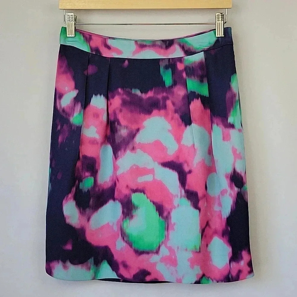 Kate Spade Midi Skirt Navy, Pink, Green & Aqua Size 4